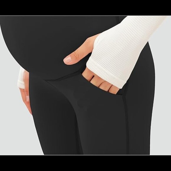 Joyspels Maternity Flare Yoga Pants Bootcut Leggings Black NWT Medium High Waist - Picture 3 of 12